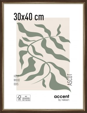 Cadre bois Ascott brun foncé et or 30x40cm